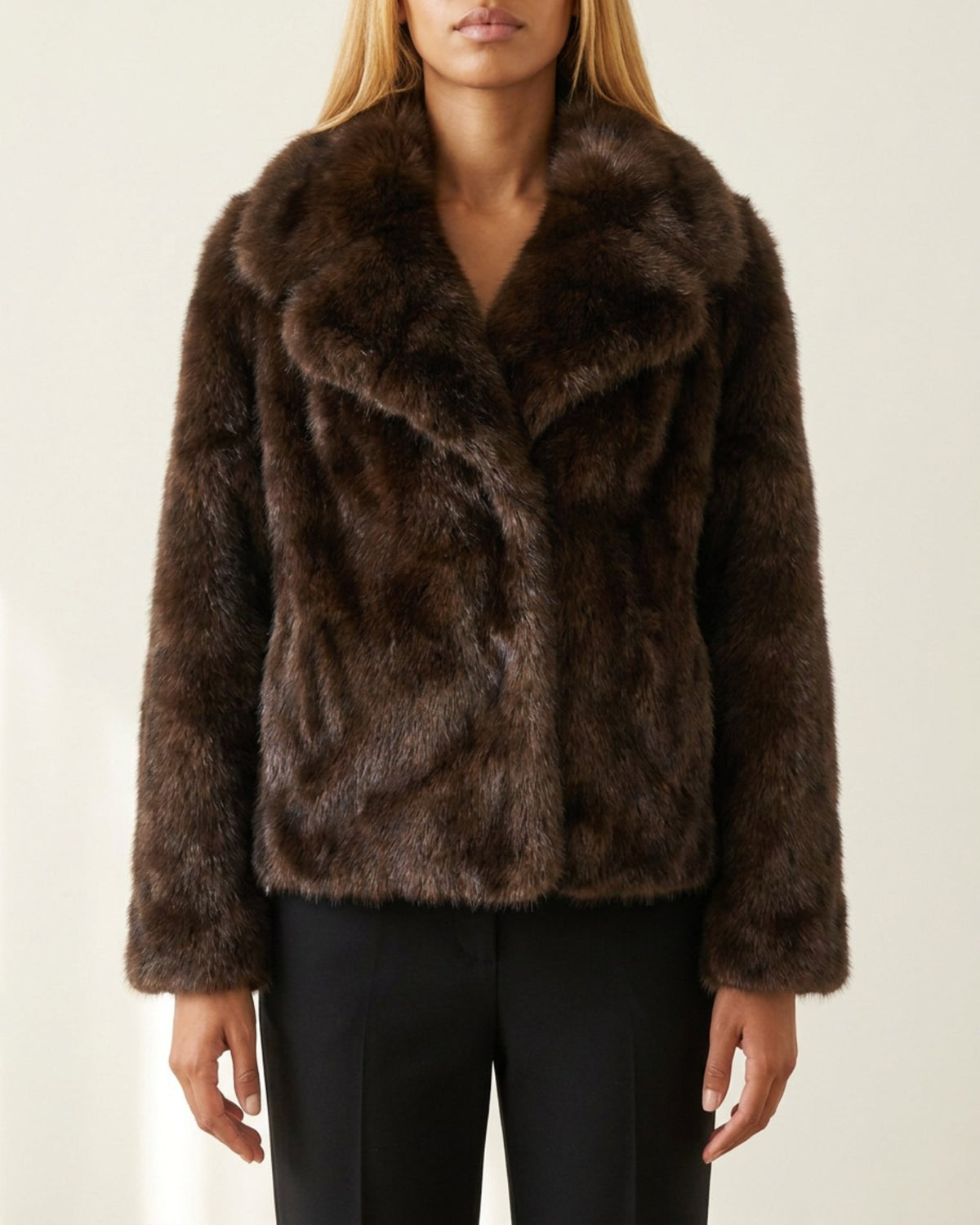 M JEANS FUR JACKET OUTERWEAR 129 CHOCOLATE