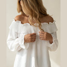 MARC LAUGE Frill / Plisse Off Shoulder BLOUSE/SHIRT 10 WHITE