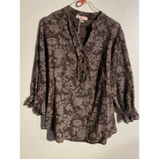 MAPP GAGE WHITE PRINT BLOUSE BLOUSE/SHIRT 129 CHOCOLATE