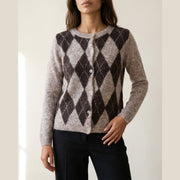 MOONDUST HARLEKIN CARDIGAN LONG SL KNITWEAR 136 FANGO