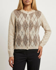 MOONDUST HARLEKIN CARDIGAN LONG SL KNITWEAR 20 OFF WHITE