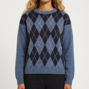 MOONDUST HARLEKIN R-NECK LONG SL KNITWEAR 108 JEANS BLUE