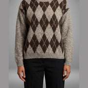 MOONDUST HARLEKIN R-NECK LONG SL KNITWEAR 136 FANGO