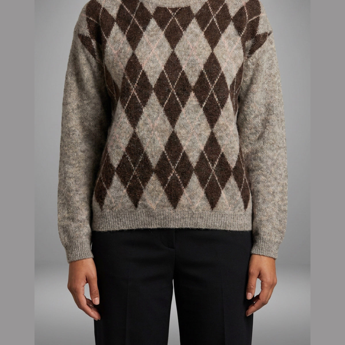 MOONDUST HARLEKIN R-NECK LONG SL KNITWEAR 136 FANGO