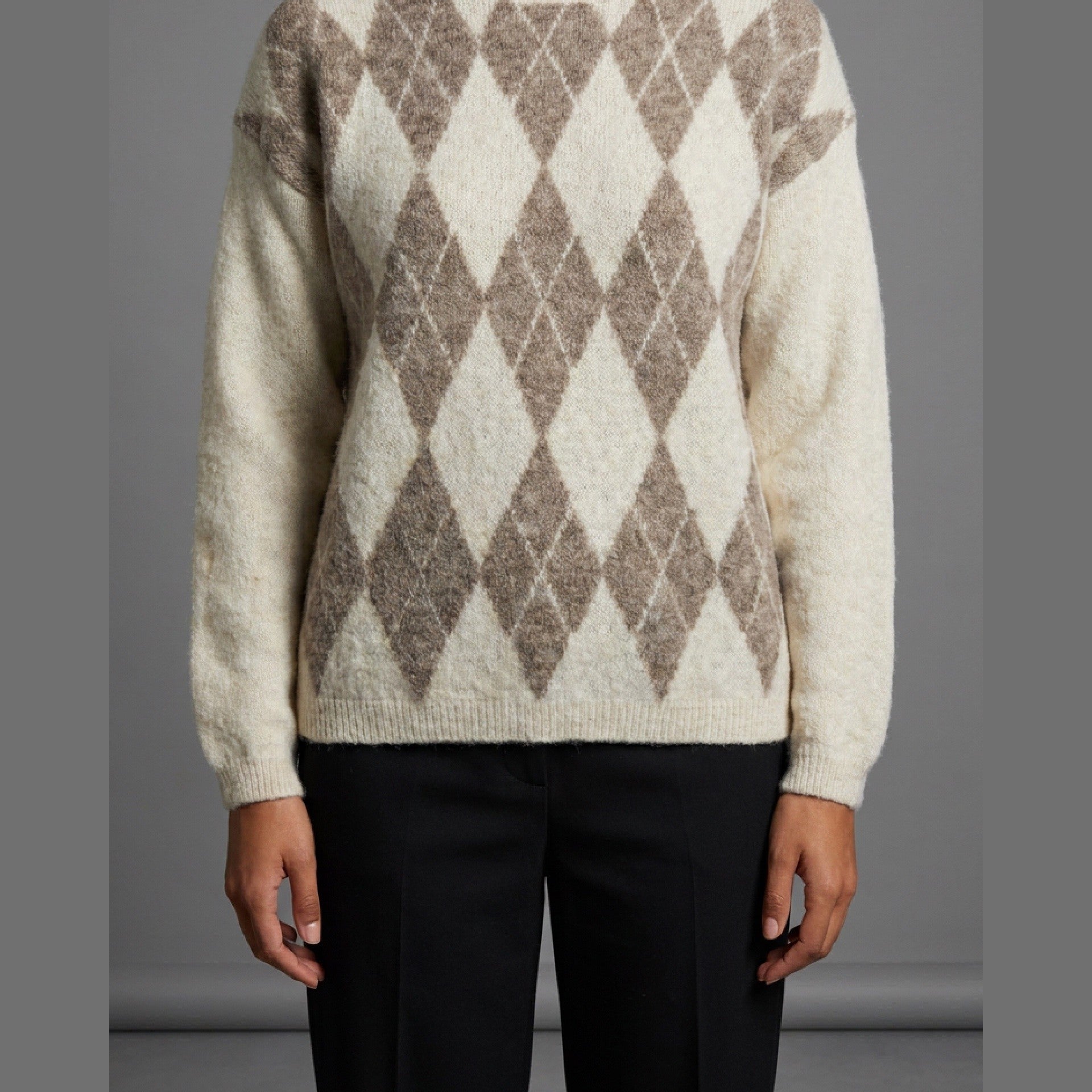 MOONDUST HARLEKIN R-NECK LONG SL KNITWEAR 20 OFF WHITE