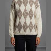 MOONDUST HARLEKIN R-NECK LONG SL KNITWEAR 20 OFF WHITE