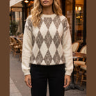 MOONDUST HARLEKIN R-NECK LONG SL KNITWEAR 20 OFF WHITE