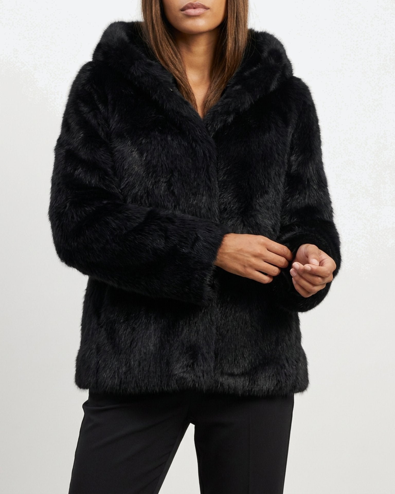 M JEANS HOOD MINKY JACKET OUTERWEAR 80 BLACK