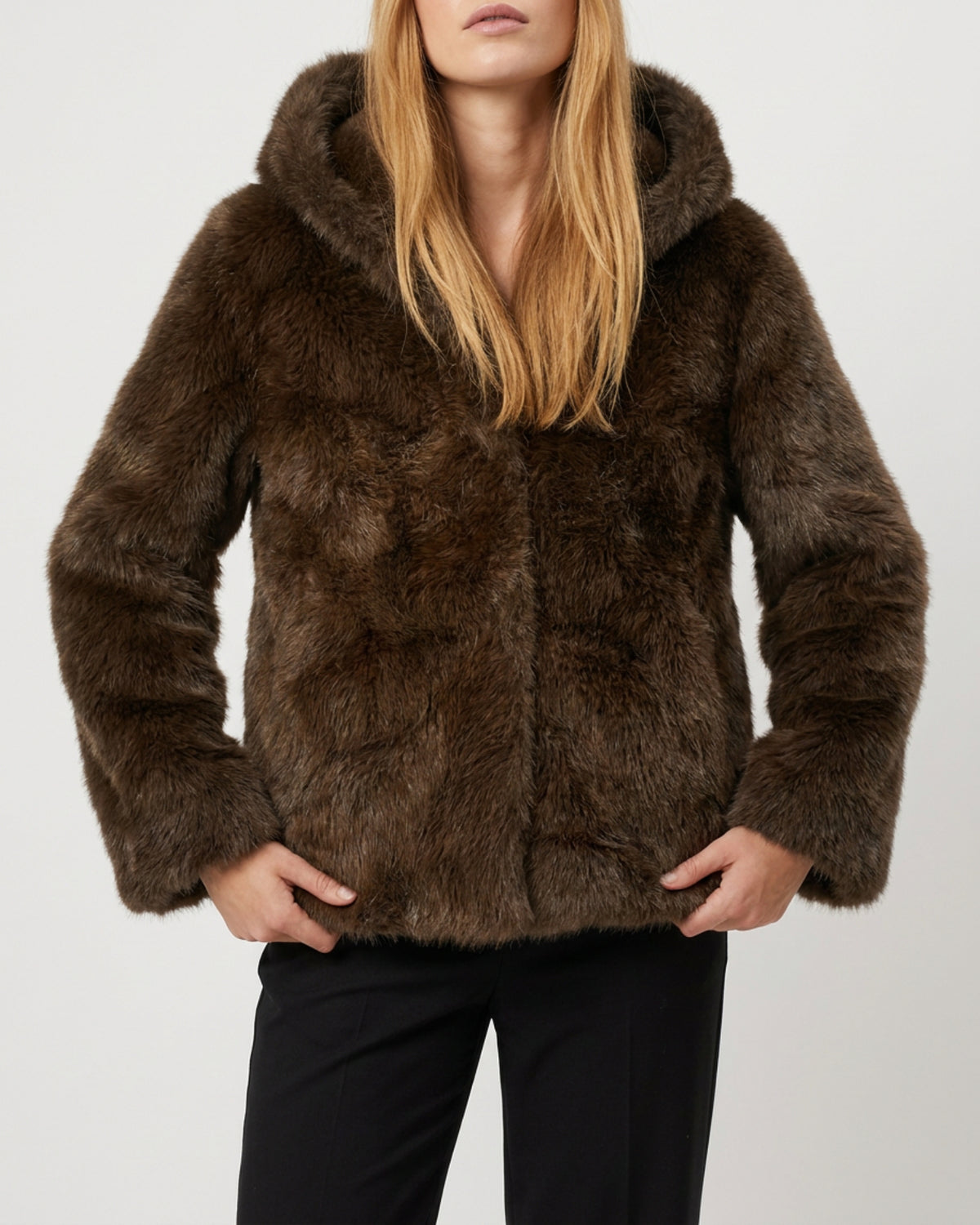 M JEANS HOOD MINKY JACKET OUTERWEAR 129 CHOCOLATE