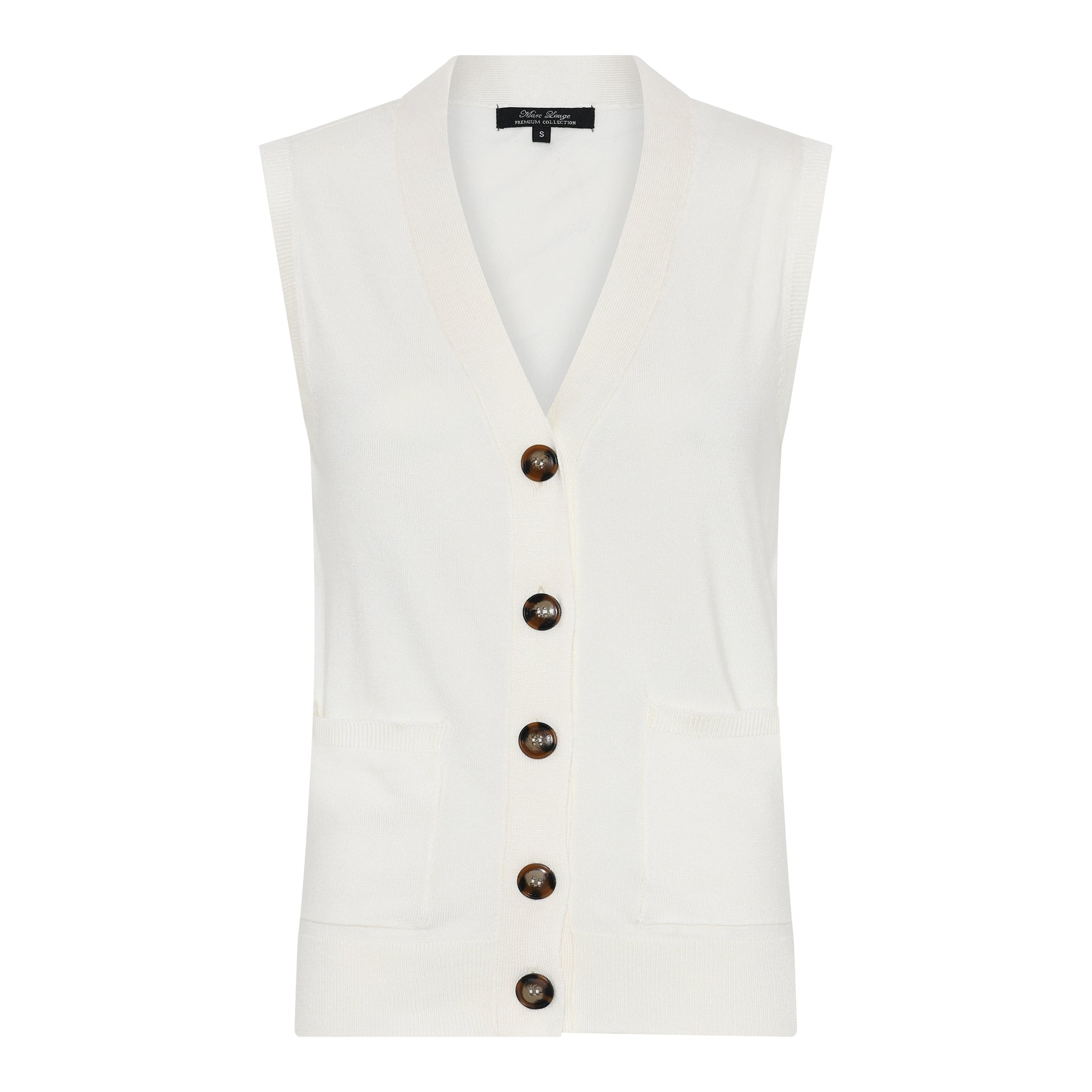 MARC LAUGE JODY V-NECK VEST W. BUTTONS KNITWEAR 20 OFF WHITE