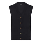 MARC LAUGE JODY V-NECK VEST W. BUTTONS KNITWEAR 80 BLACK