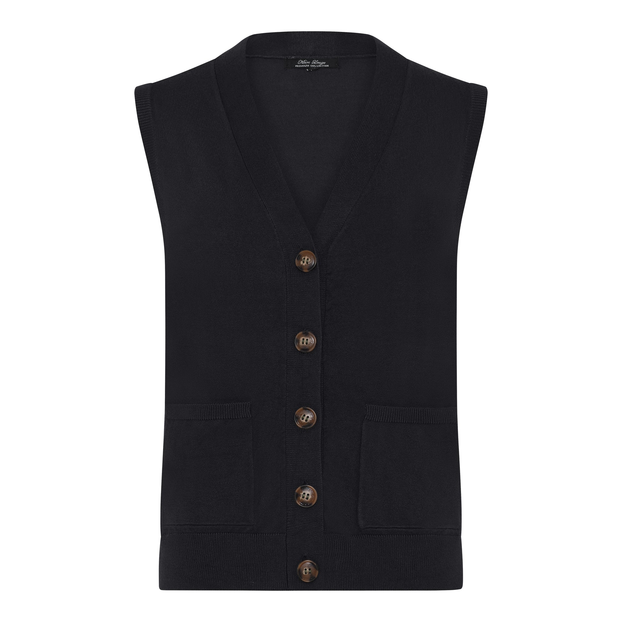MARC LAUGE JODY V-NECK VEST W. BUTTONS KNITWEAR 80 BLACK