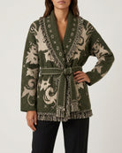 MOONDUST KIEL FRILL CARDIGAN KNITWEAR 267 MOSS GREEN
