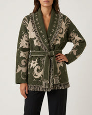 MOONDUST KIEL FRILL CARDIGAN KNITWEAR 267 MOSS GREEN