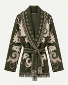 MOONDUST KIEL FRILL CARDIGAN KNITWEAR 267 MOSS GREEN