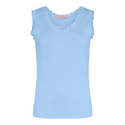 M JEANS LACE RIB TOP TOP/T-SHIRT 107 SOFT BLUE
