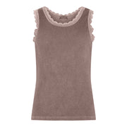M JEANS LACE RIB TOP TOP/T-SHIRT 129 CHOCOLATE