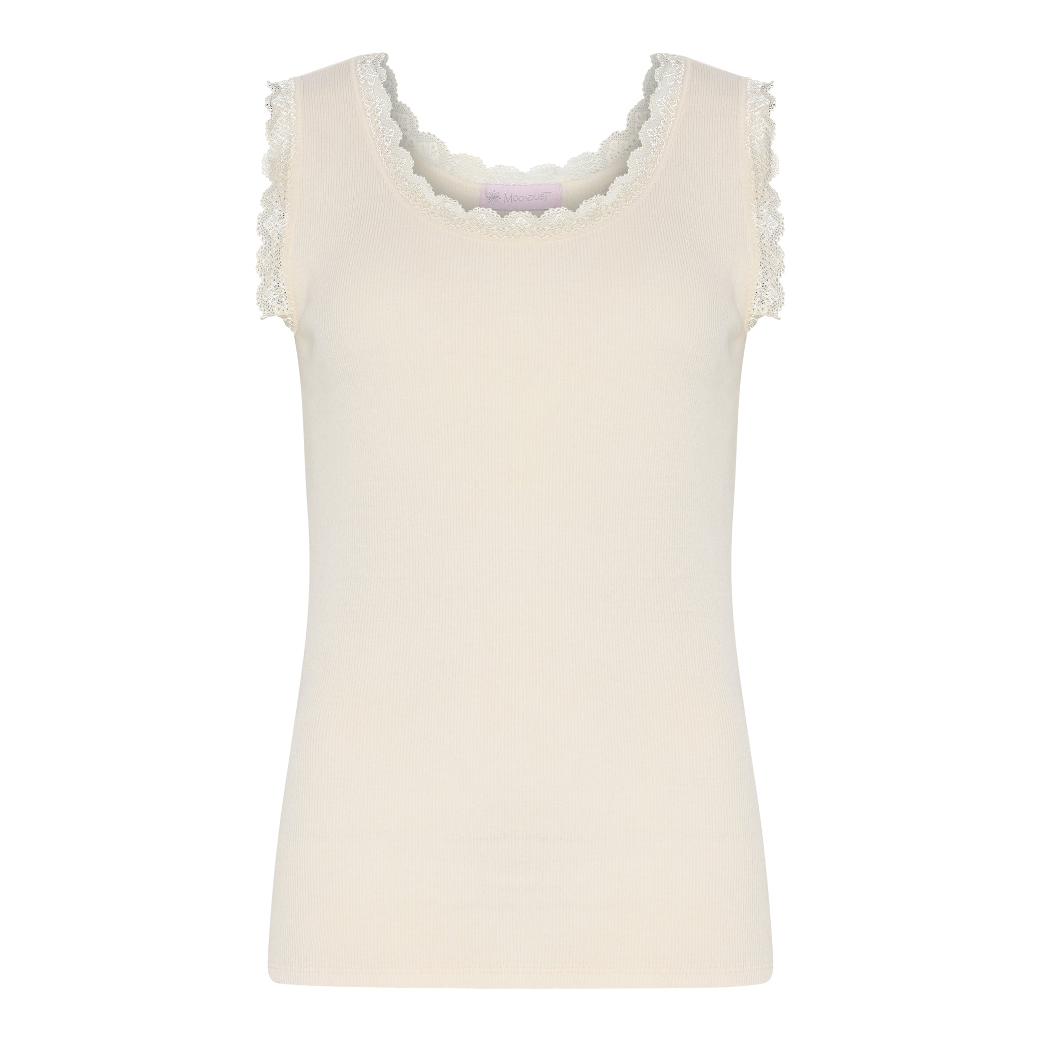 M JEANS LACE RIB TOP TOP/T-SHIRT 20 OFF WHITE
