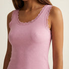 M JEANS LACE RIB TOP TOP/T-SHIRT 303 ROSE