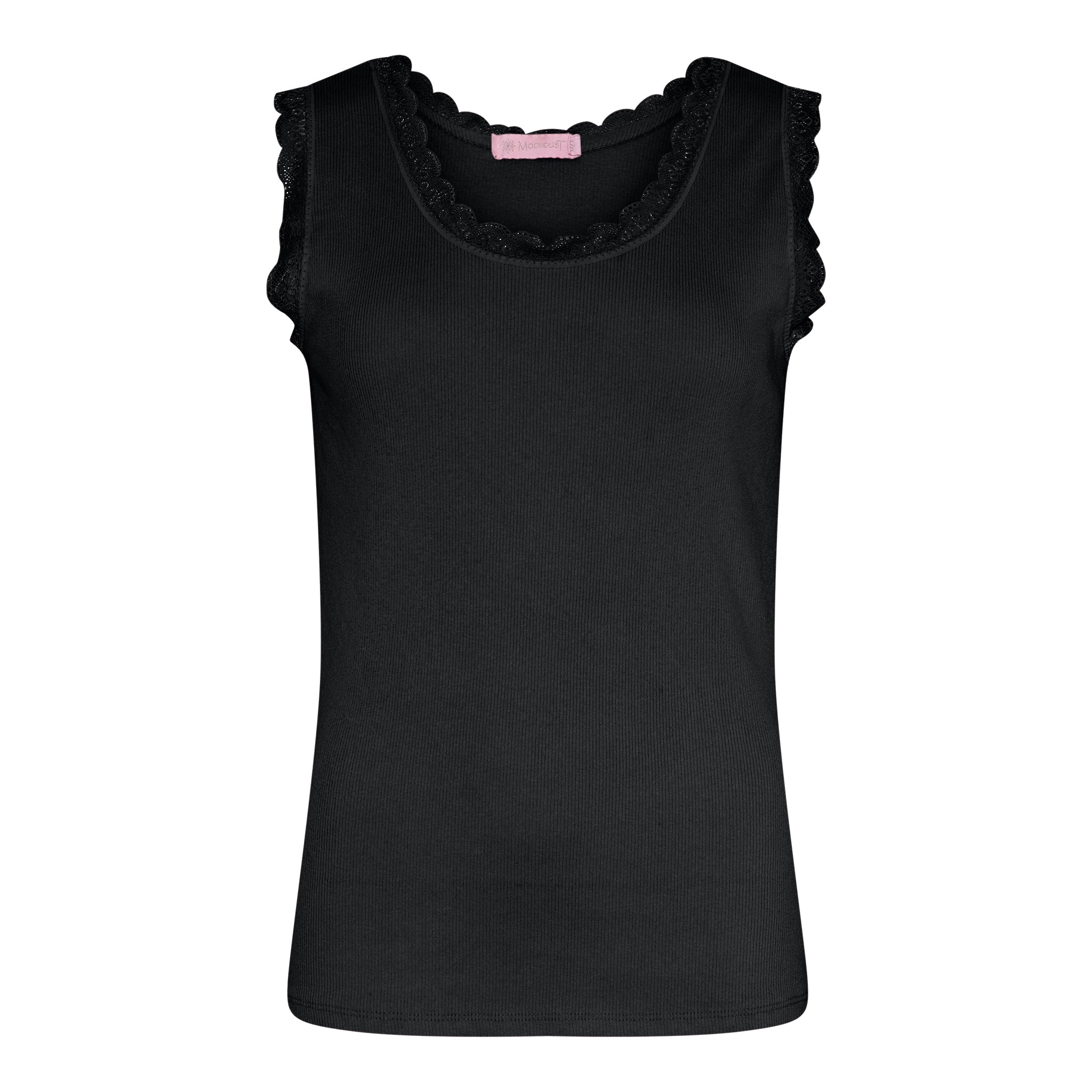 M JEANS LACE RIB TOP TOP/T-SHIRT 80 BLACK