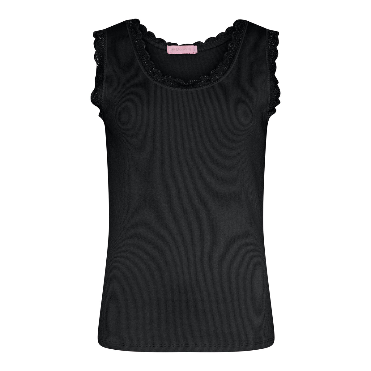 M JEANS LACE RIB TOP TOP/T-SHIRT 80 BLACK