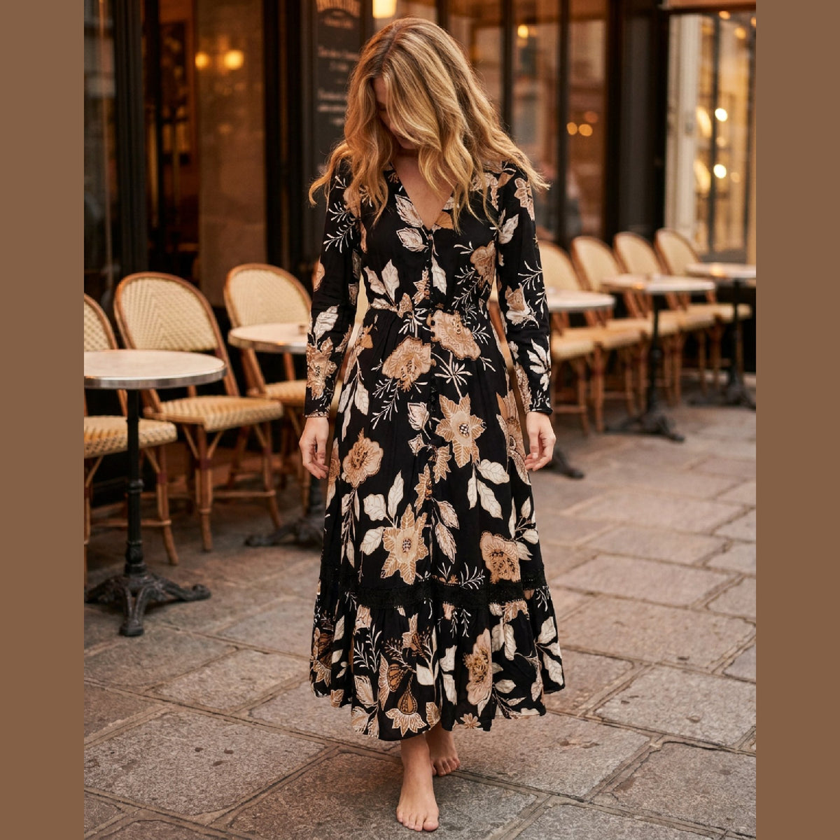 MOONDUST LEAVES DRESS LONG DRESS/JUMPSUIT 505 TERRACOTTA
