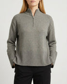 M JEANS LEA SOLID TURTLE BLOUSE WITH HALF ZIP KNITWEAR 136 FANGO