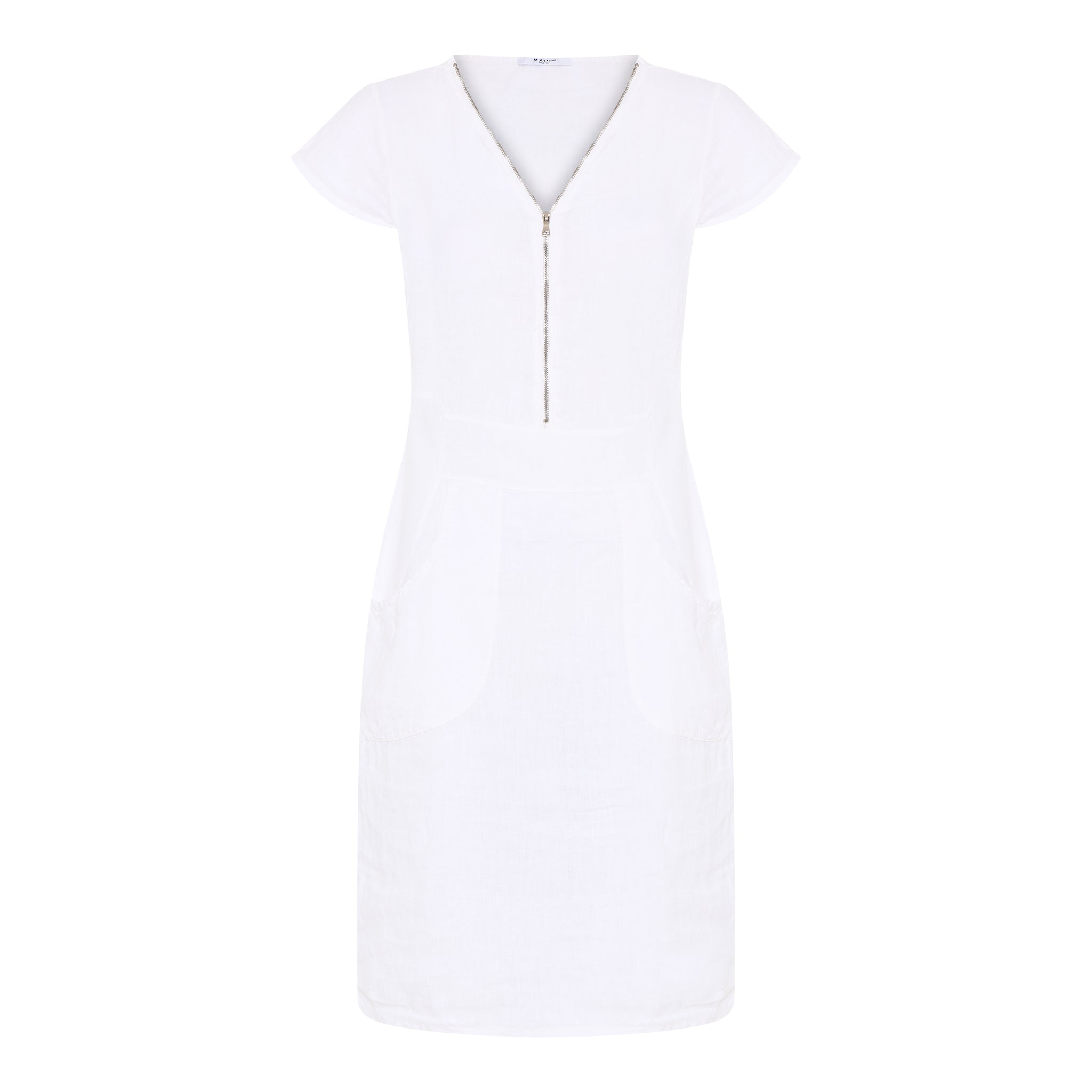MAPP LINE ZIP SOLID DRESS LINEN 10 WHITE