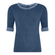 M JEANS LULU RIB LACE BLOUSE L/SL BLOUSE/SHIRT 108 JEANS BLUE