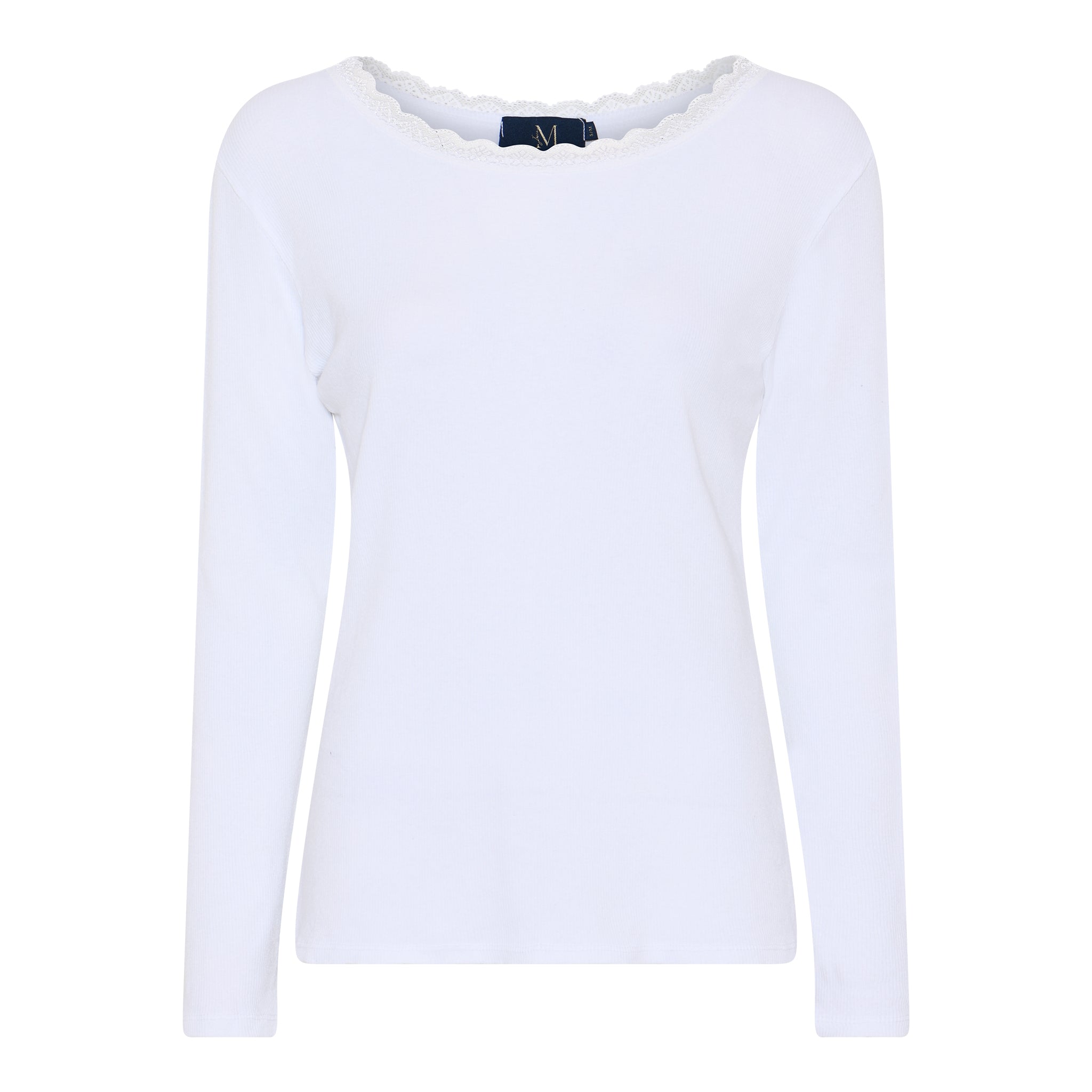 M JEANS LULU RIB LACE BLOUSE L/SL BLOUSE/SHIRT 10 WHITE