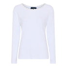 M JEANS LULU RIB LACE BLOUSE L/SL BLOUSE/SHIRT 10 WHITE