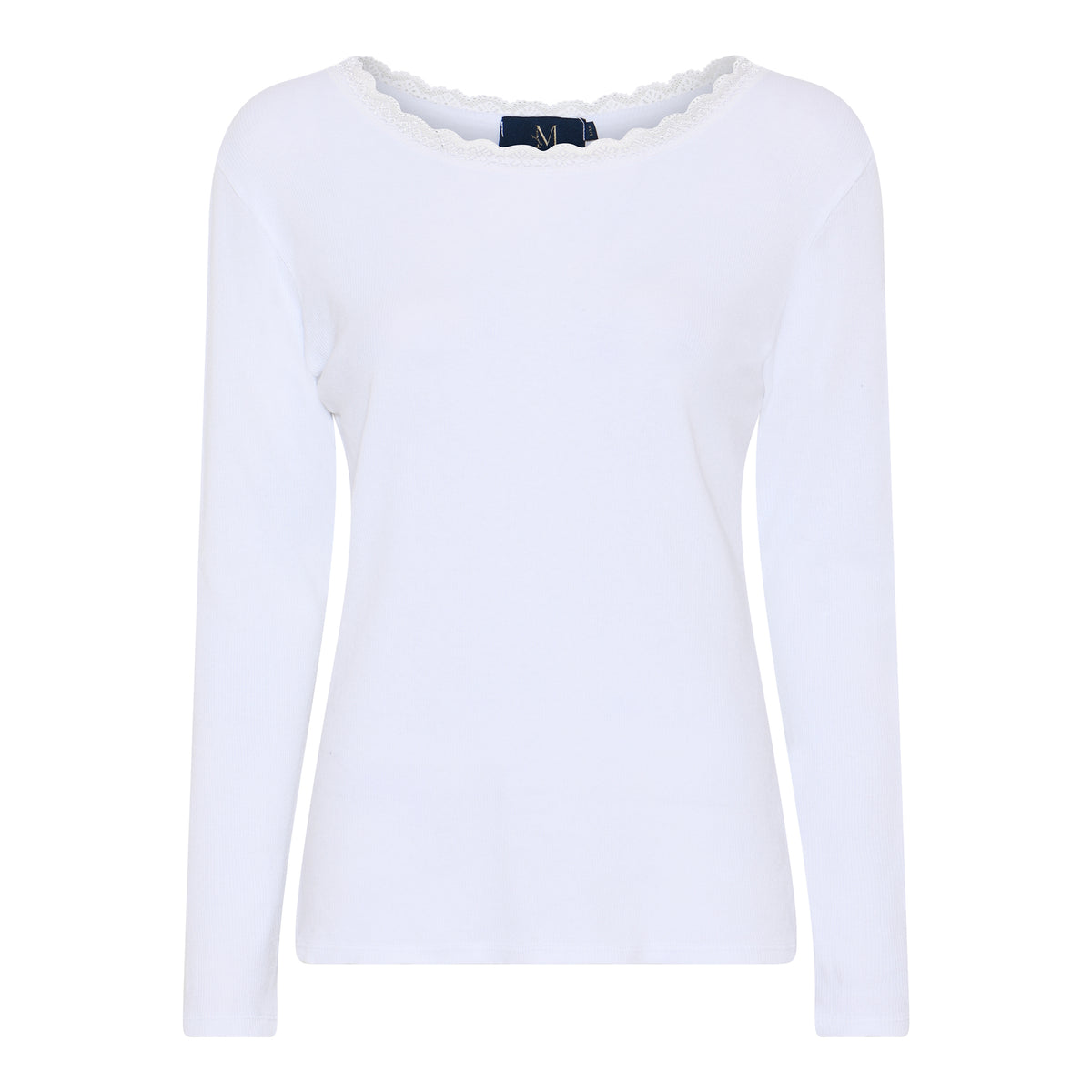 M JEANS LULU RIB LACE BLOUSE L/SL BLOUSE/SHIRT 10 WHITE