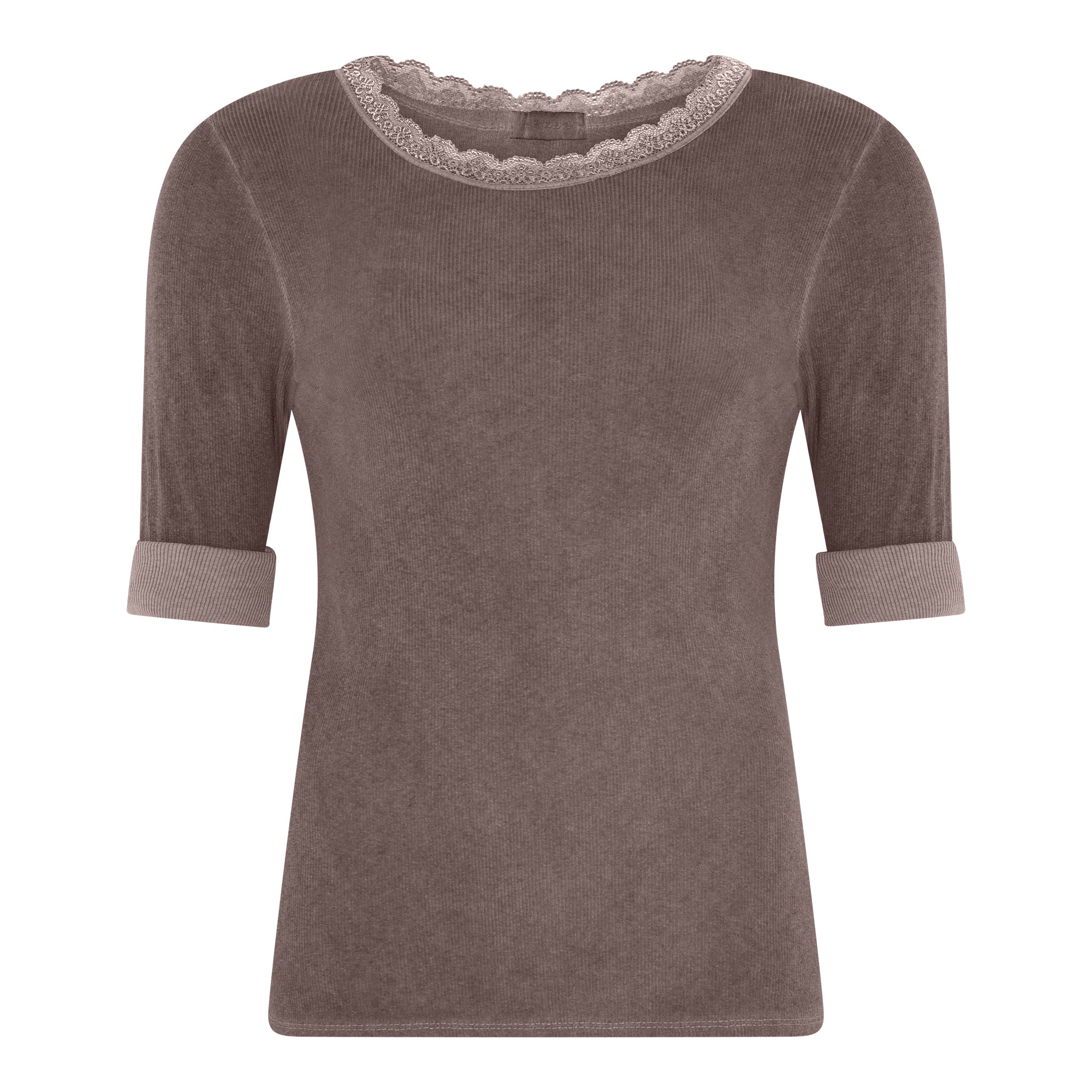 M JEANS LULU RIB LACE BLOUSE L/SL BLOUSE/SHIRT 129 CHOCOLATE