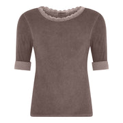 M JEANS LULU RIB LACE BLOUSE L/SL BLOUSE/SHIRT 129 CHOCOLATE