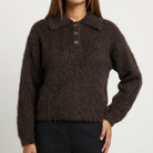 MOONDUST LUX POLO KNIT MOHAIR KNITWEAR 129 CHOCOLATE