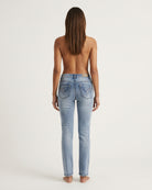 MARC LAUGE Luna High Waist Straight Leg Jeans | Marc Lauge DENIM/TWILL 9196 LIGHT BLUE USED