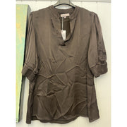 M JEANS MIA SATIN V-NECK BLOUSE/SHIRT 129 CHOCOLATE
