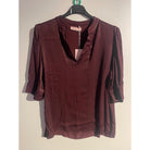 M JEANS MIA SATIN V-NECK BLOUSE/SHIRT 400 BORDEAUX