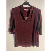 M JEANS MIA SATIN V-NECK BLOUSE/SHIRT 400 BORDEAUX