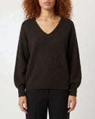 MAPP MOHAIR V-NECK KNITWEAR 129 CHOCOLATE