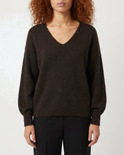 MAPP MOHAIR V-NECK KNITWEAR 129 CHOCOLATE