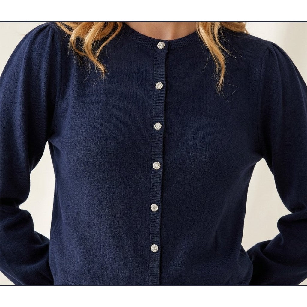 MARC LAUGE MOLLY PUF DIAMOND CARDIGAN KNITWEAR 104 NAVY