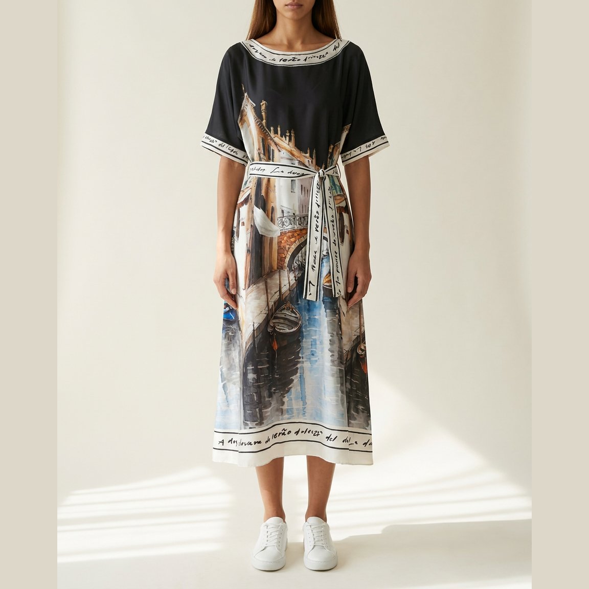 MARC LAUGE MULTI SATIN DRESS DRESS/JUMPSUIT 80 BLACK