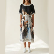 MARC LAUGE MULTI SATIN DRESS DRESS/JUMPSUIT 80 BLACK