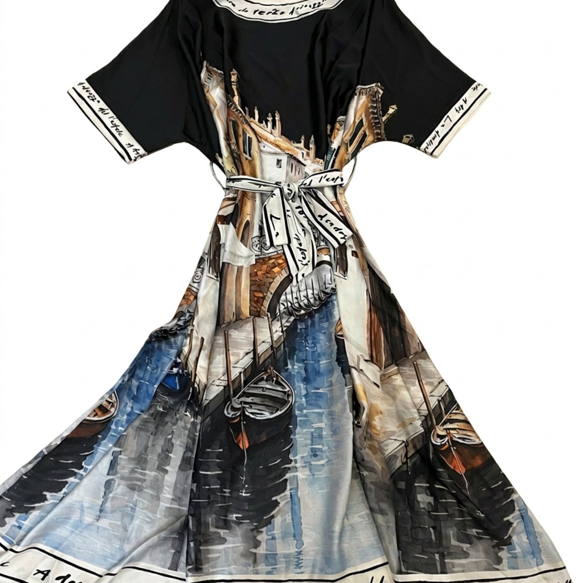 MARC LAUGE MULTI SATIN DRESS DRESS/JUMPSUIT 80 BLACK