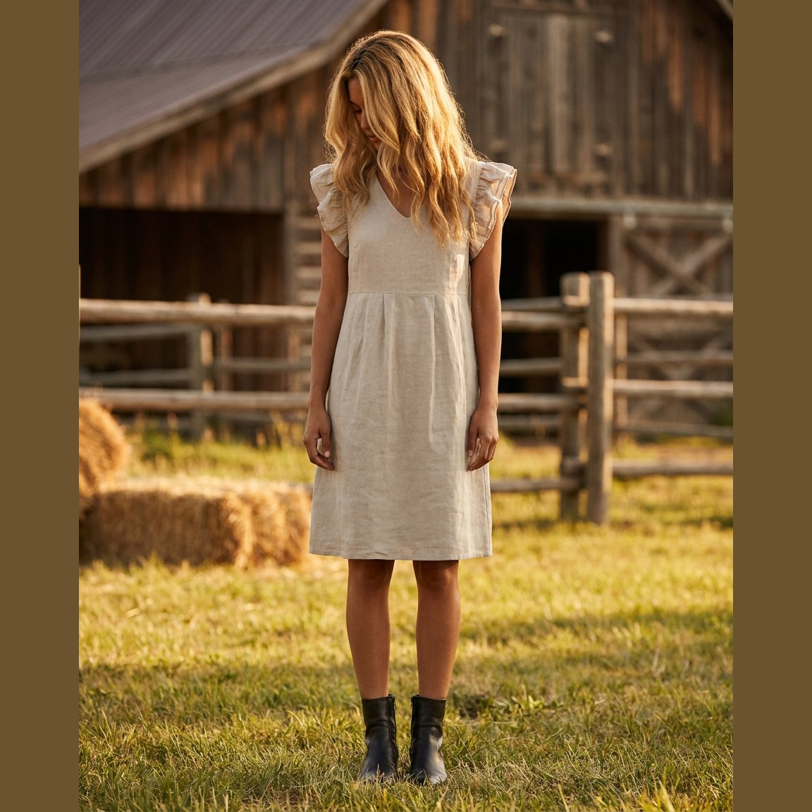 MAPP Malou Linen Dress Sage | MAPP LINEN 27 SAND