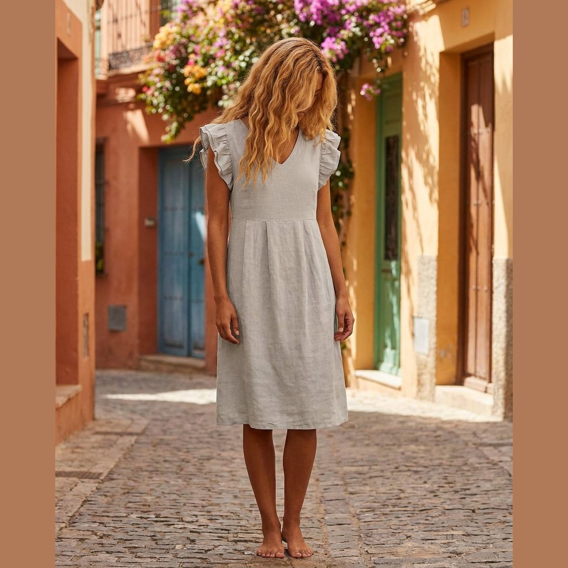MAPP Malou Linen Dress Sage | MAPP LINEN 27 SAND