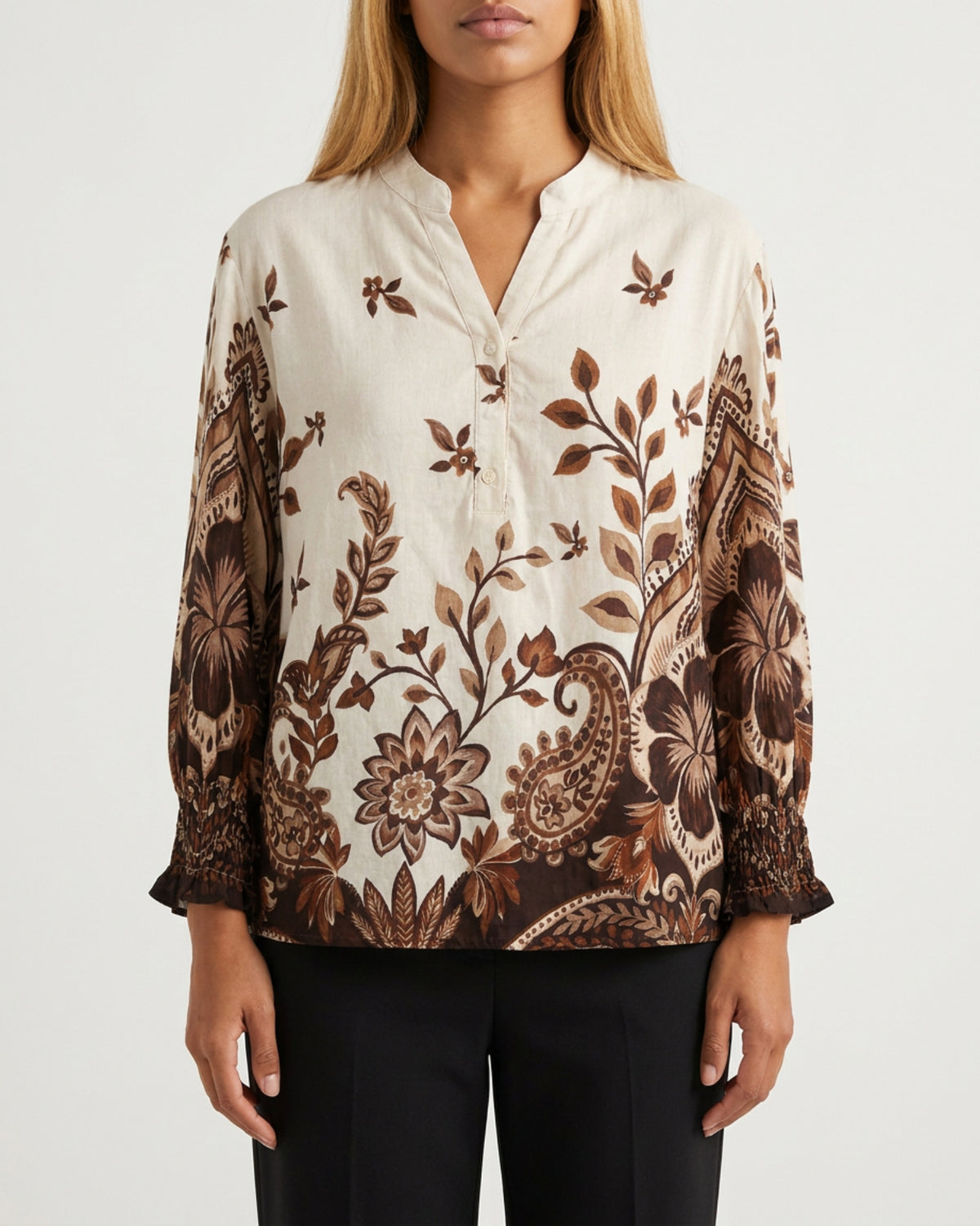 MOONDUST Moondust Bella Blouse | Floral Blouse BLOUSE/SHIRT 129 CHOCOLATE