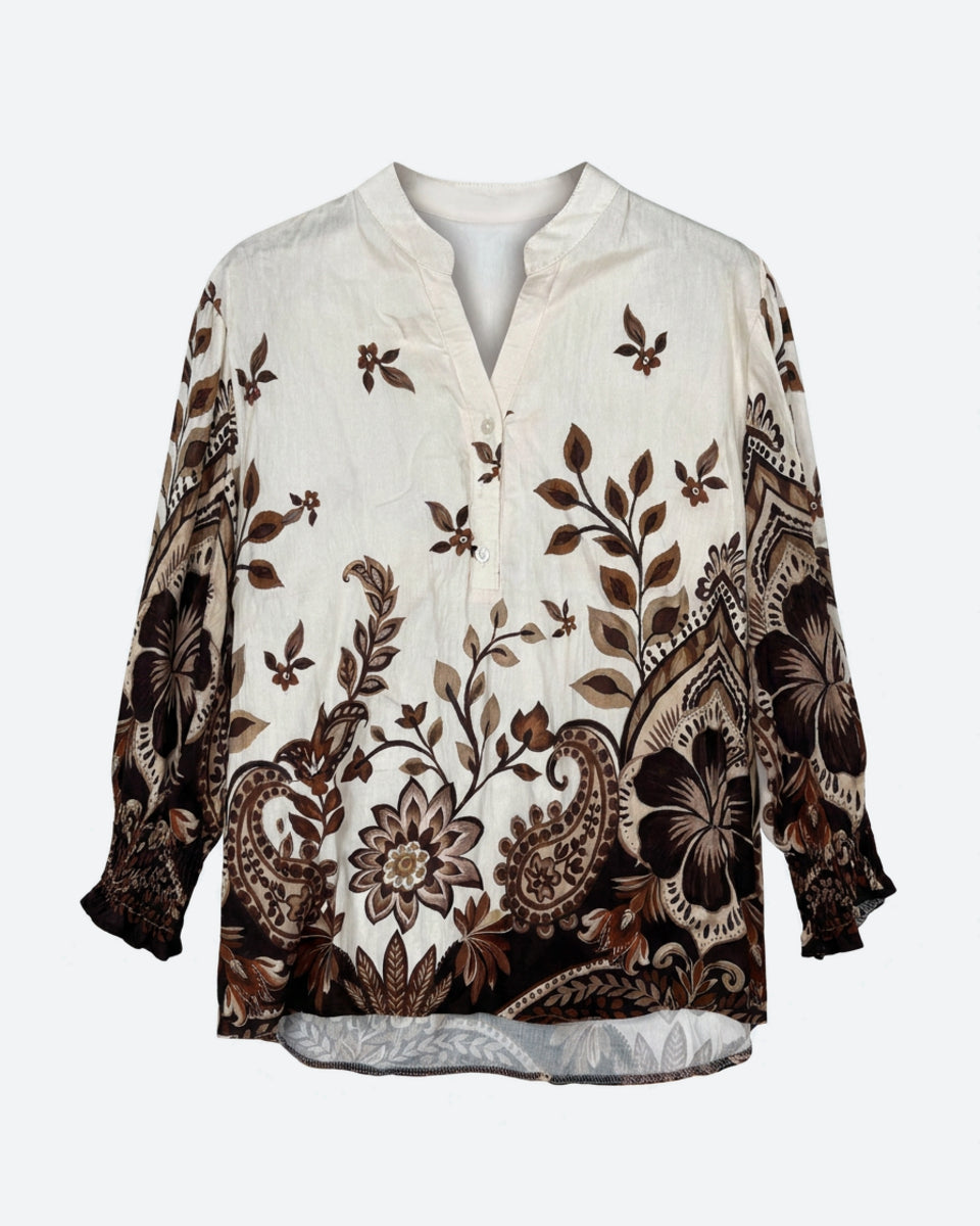 MOONDUST Moondust Bella Blouse | Floral Blouse BLOUSE/SHIRT 129 CHOCOLATE