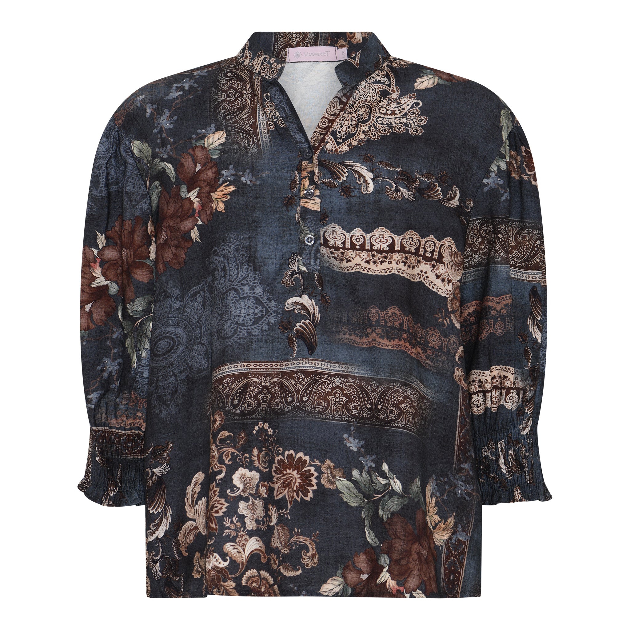 MOONDUST Moondust Bella Garden Blouse | Printed Blouse BLOUSE/SHIRT 108 JEANS BLUE